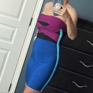 Boutique Color block Bandage Dress Size: XS